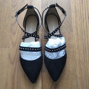 Women's Black Velve Flat Shoes Size 38